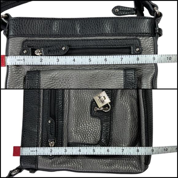 Chaps Crossbody Shoulder Bag Adjustable Strap Black & Gray - Picture 11 of 11